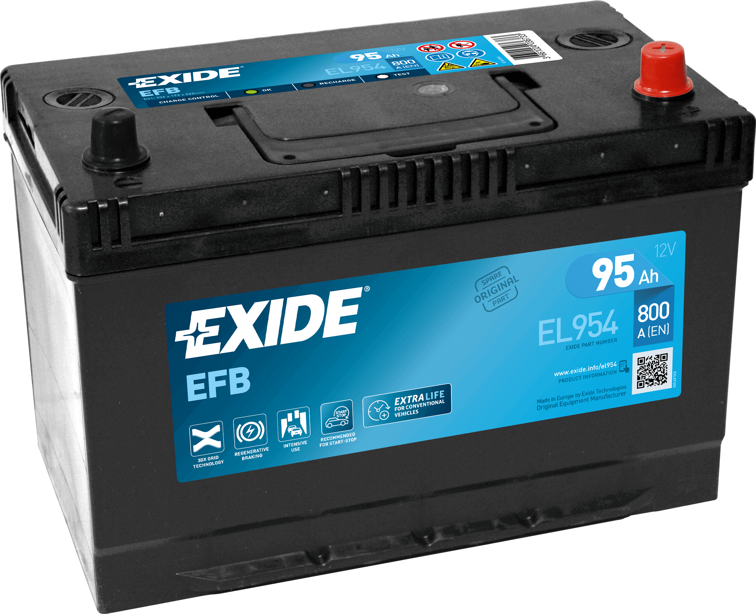 Exide EL954 Start-Stop EFB 12V 95Ah 800A Autobatterie