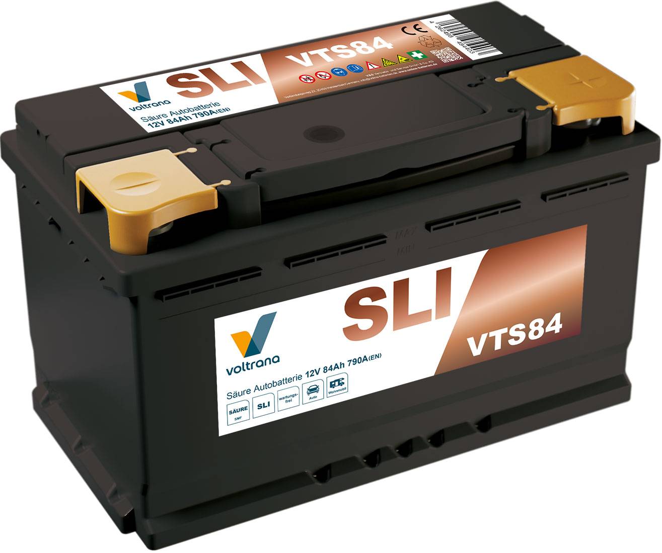Voltrana Säure SLI Autobatterie 84Ah 12V 790A VTS84