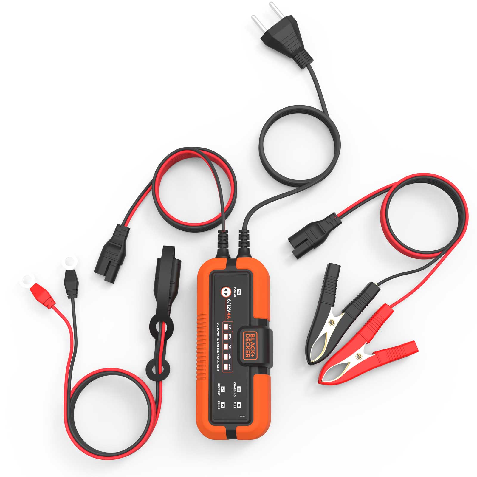 Black + Decker Multifunktions-Ladegerät 6V & 12V 4A für Blei-Akkus IP65