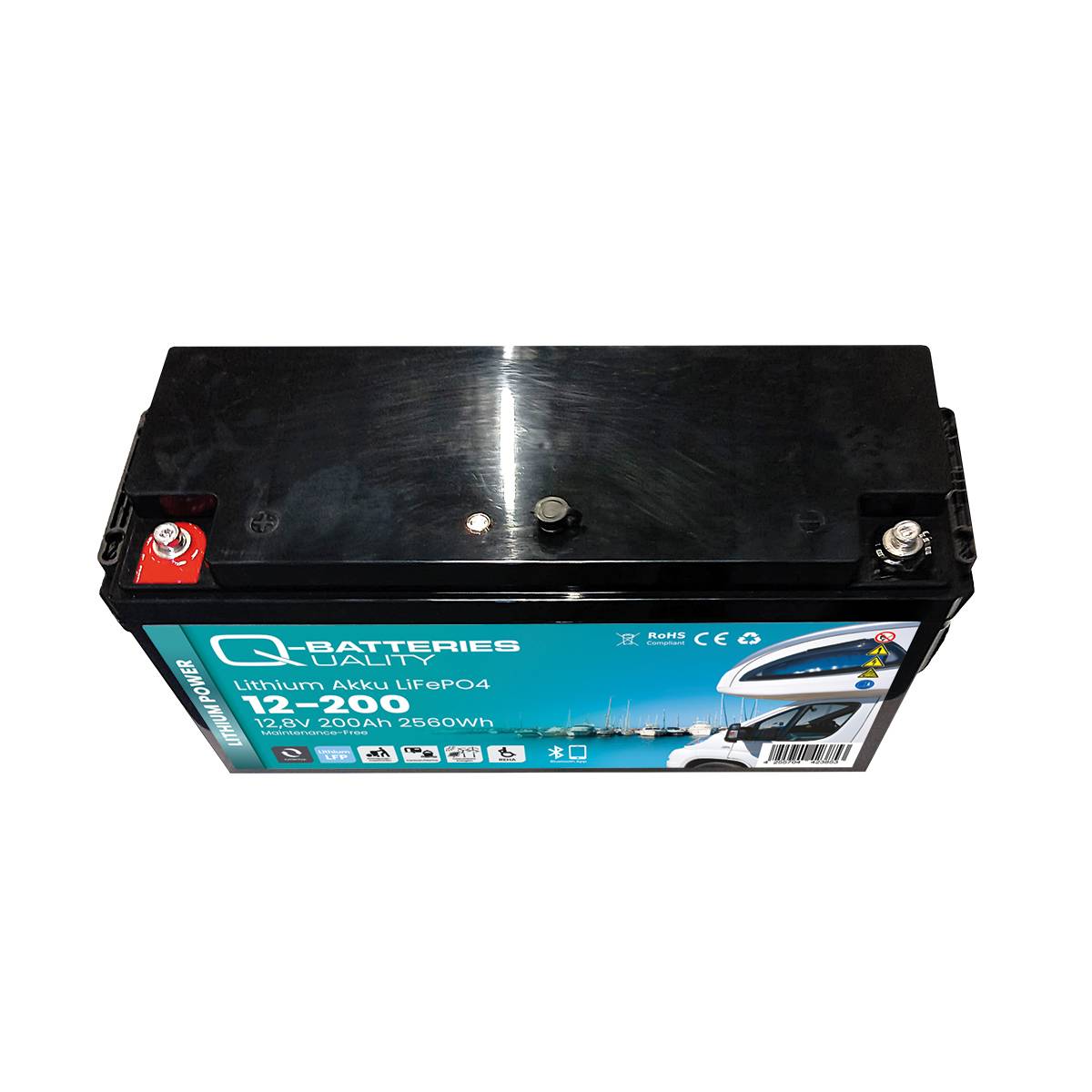 Q-Batteries Lithium Akku 12-200 12,8V 200Ah 2560Wh LiFePO4 Batterie mit Bluetooth & Heizung