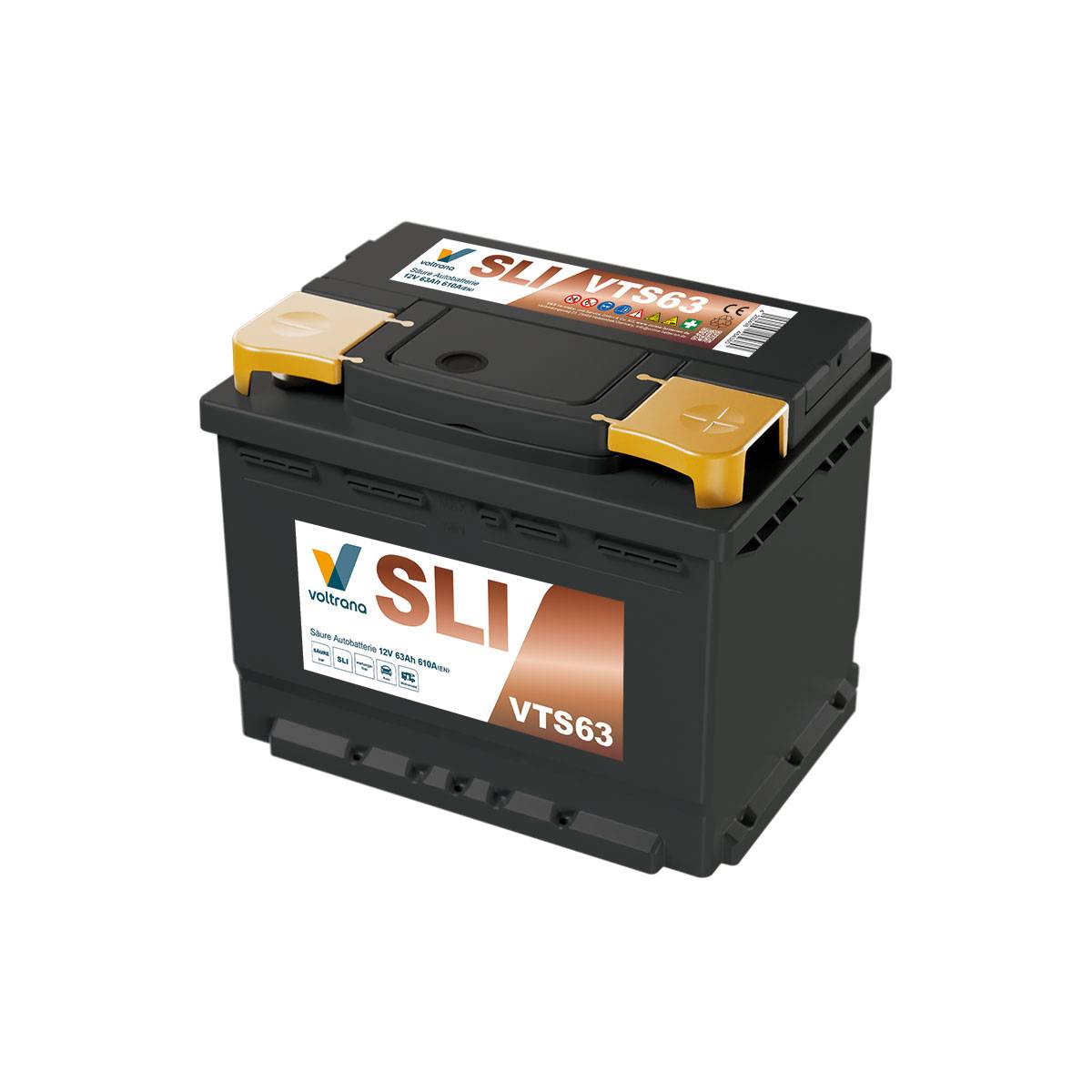 Voltrana Säure SLI Autobatterie 63Ah 12V 610A VTS63