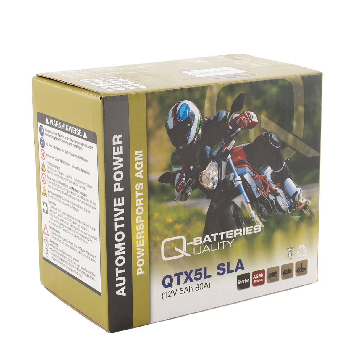 Q-Batteries QTX5L SLA AGM Motorradbatterie 12V 4Ah 60A 