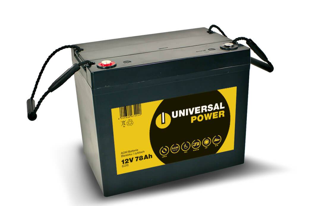 Universal Power AGM UPC12-75 12V 78Ah Blei Akku Zyklentyp AGM - Deep Cycle VRLA - F11 (M6)