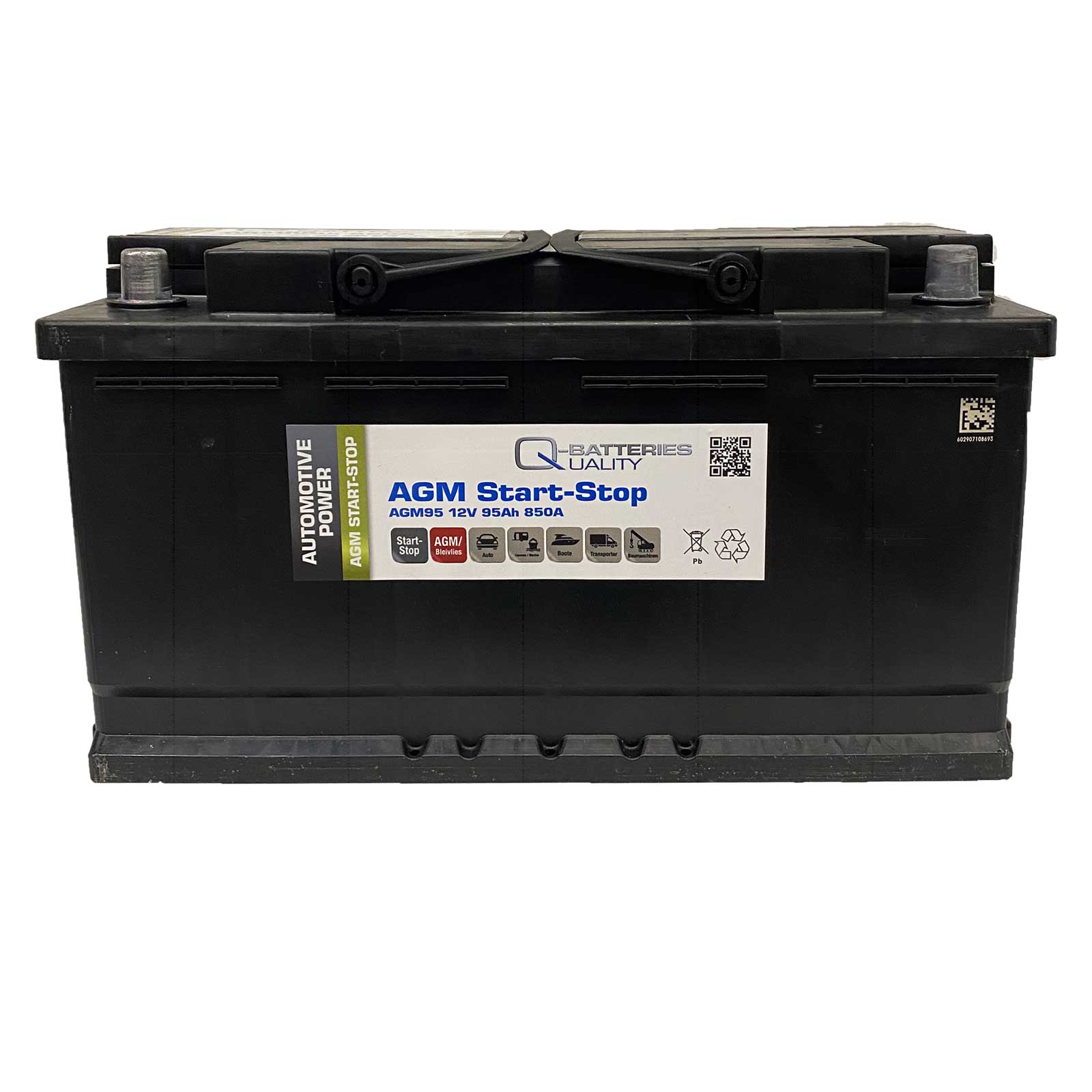 Q-Batteries Start-Stop Autobatterie AGM95 12V 95Ah 850A