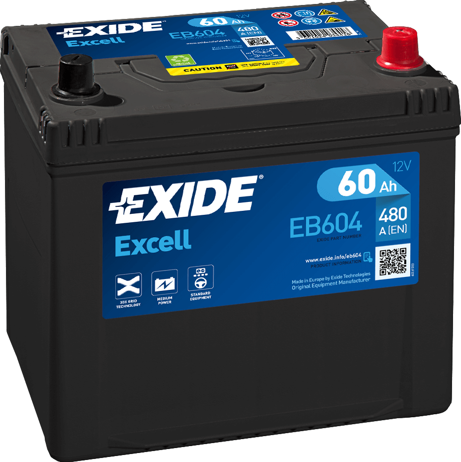 Exide EB604 Excell 12V 60Ah 480A Autobatterie