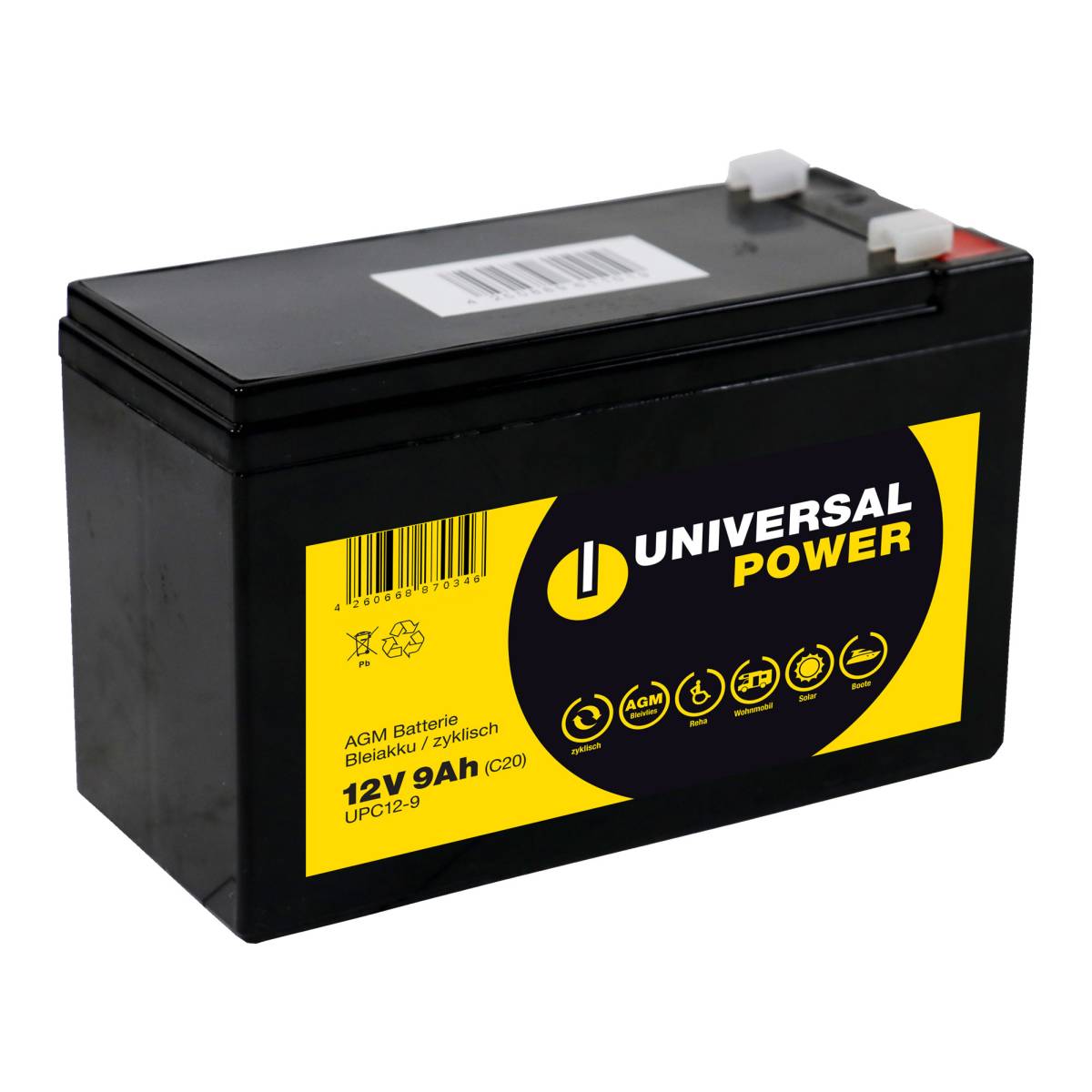 Universal Power UPA12-100 Solar Batterie Wohnmobilbatterie 12V 100Ah  zyklenfest