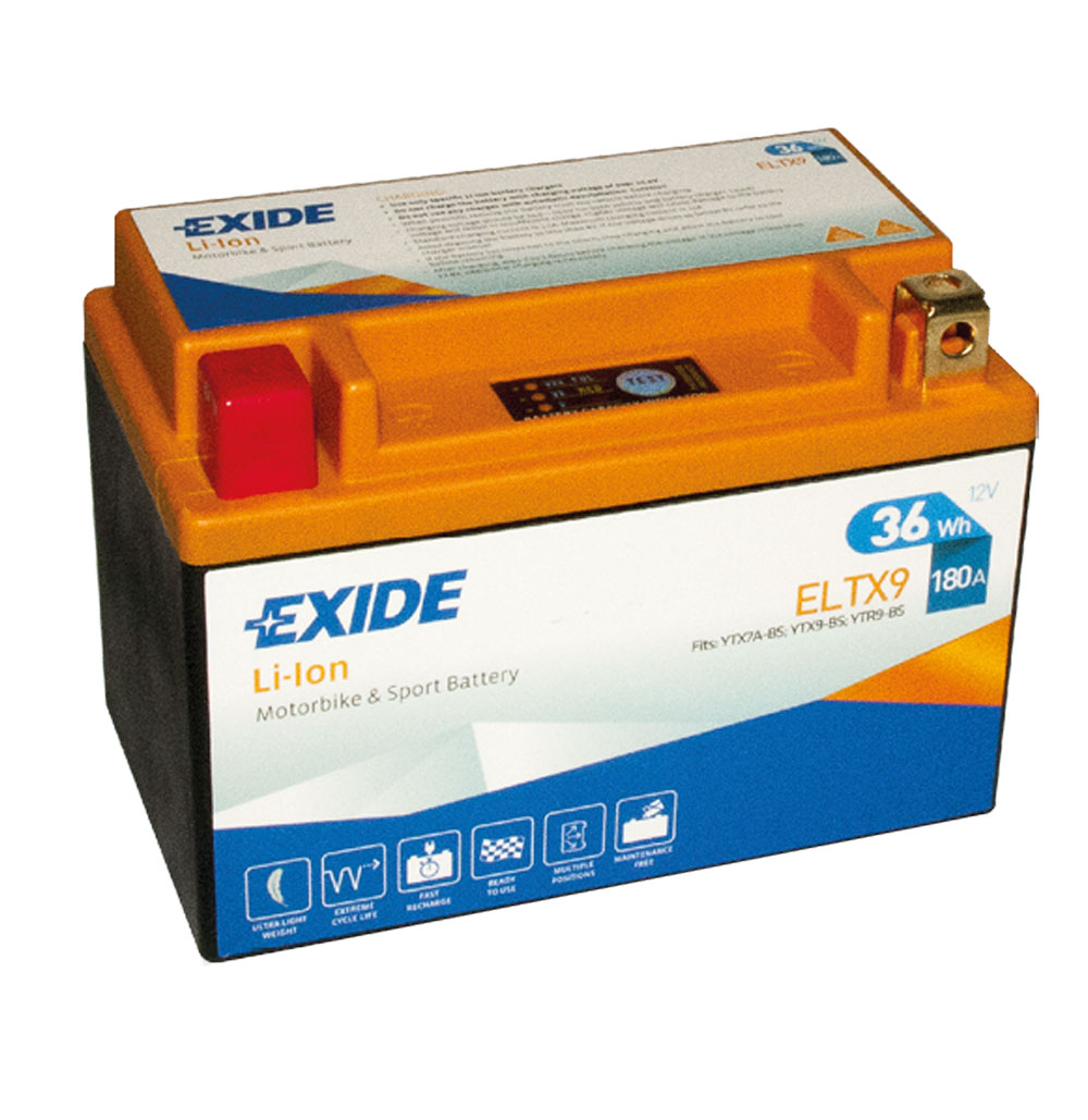 Exide ELTX9 Li-Ion Lithium Motorradbatterie 12V 3Ah 180A