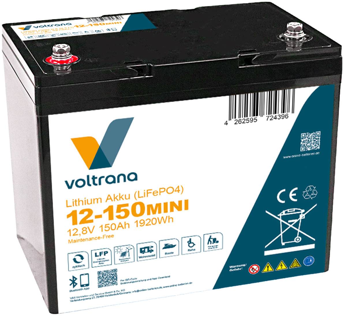 Voltrana Lithium-Akku VT150Mini 12,8V 150Ah 1920Wh Bluetooth Heizfunktion LiFePO4