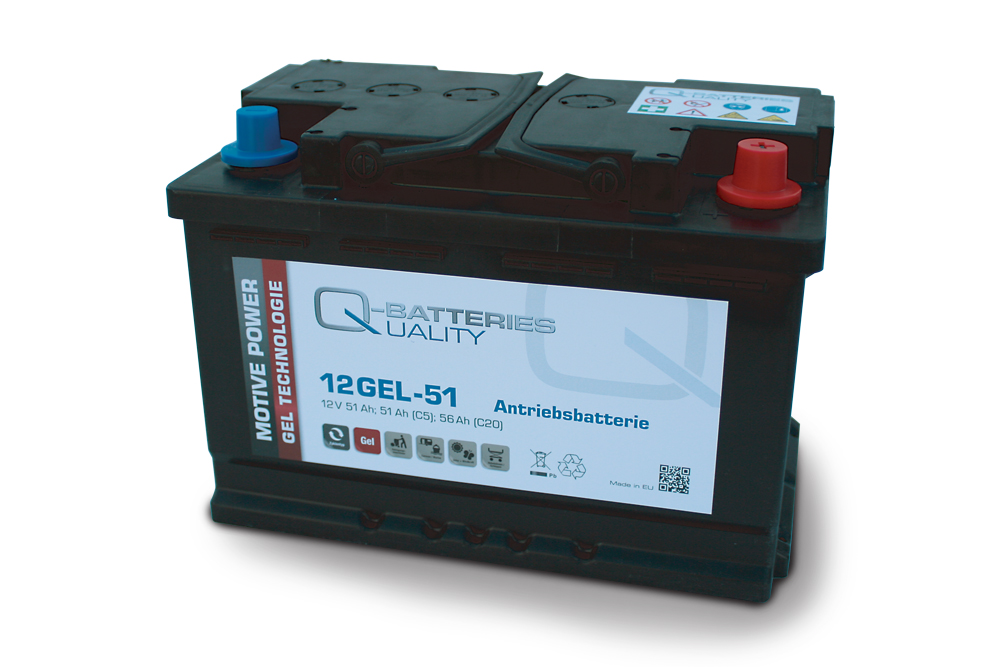 Q-Batteries 12GEL-51 Antriebsbatterie 12V 52Ah (5h), 60Ah (20h) wartungsfreier Gel-Akku VRLA