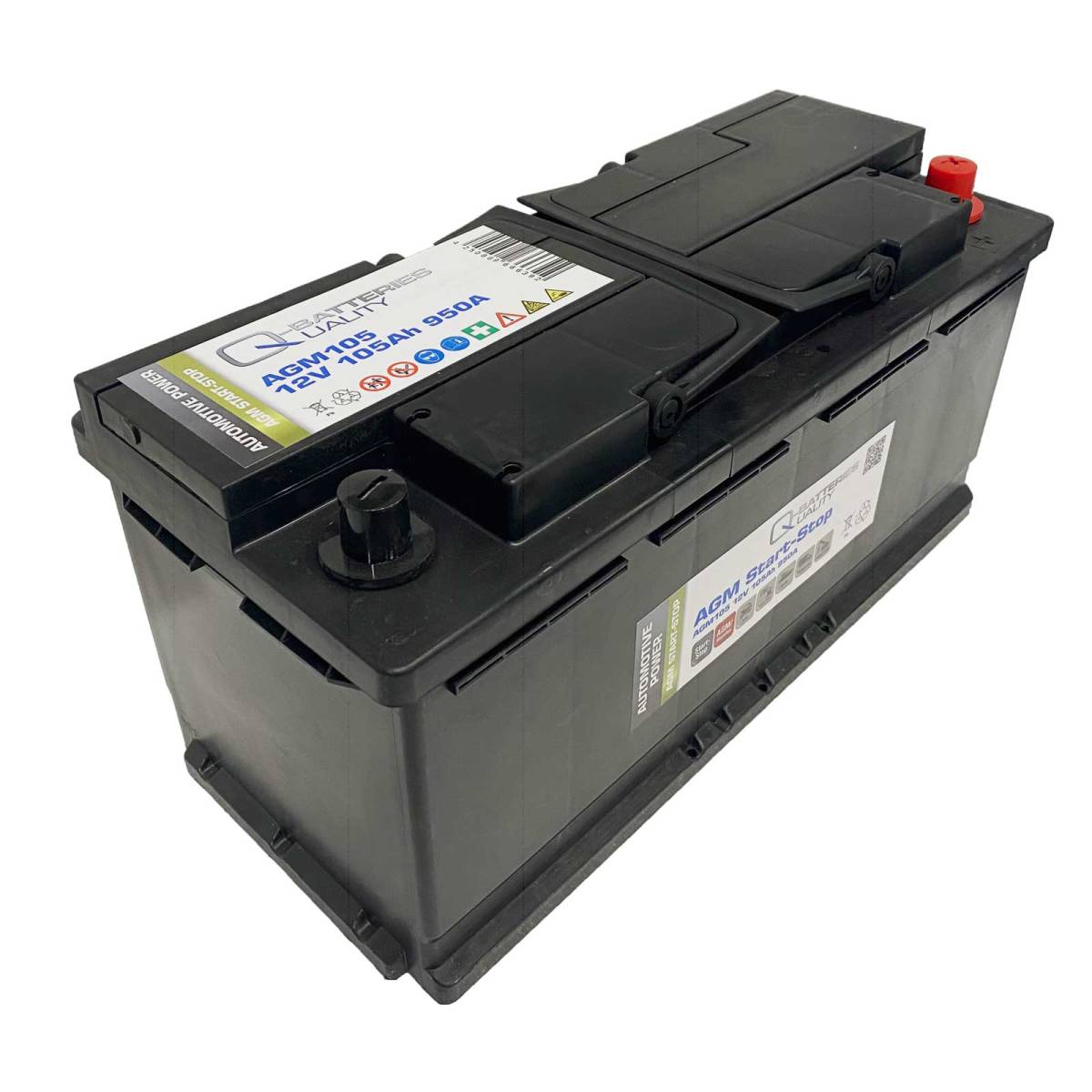 Q-Batteries Start-Stop Autobatterie AGM105 12V 105Ah 950A