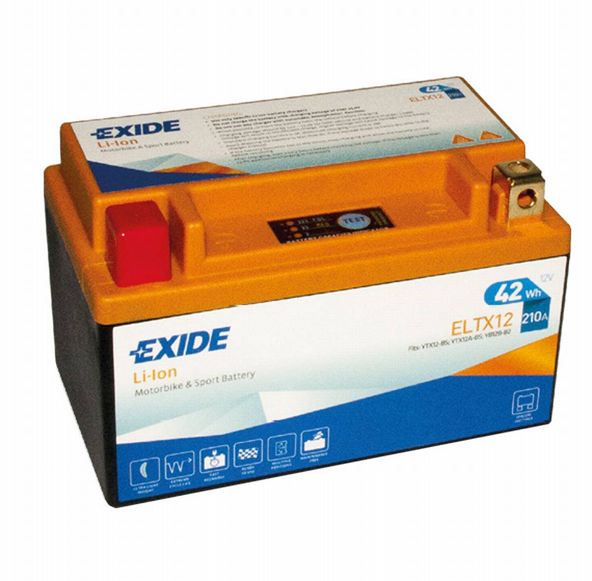 Exide ELTX12 Li-Ion Lithium Motorradbatterie 12V 3,5Ah 210A