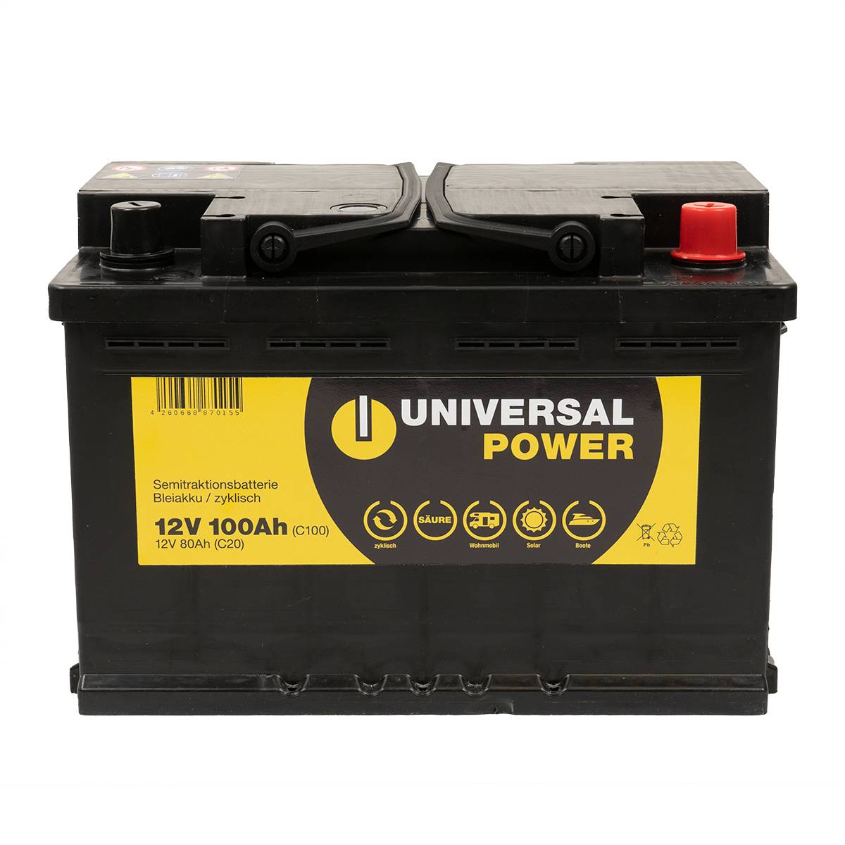 Universal Power Semitraktion UPA12-100 12V 100Ah (C100) Solar Batterie Wohnmobilbatterie zyklenfest
