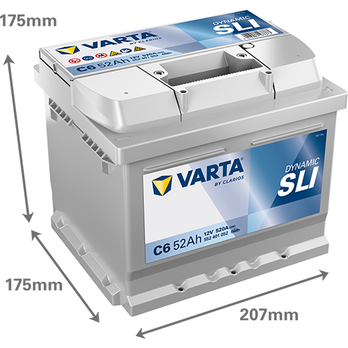 VARTA C6 Silver Dynamic 12V 52Ah 520A Autobatterie 552 401 052
