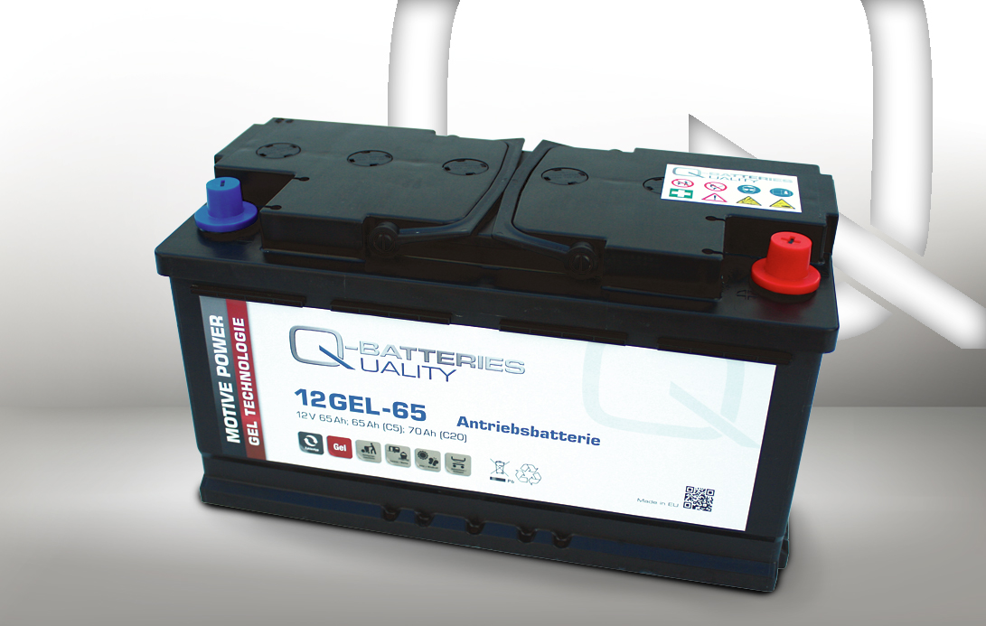Q-Batteries 12GEL-65 Antriebsbatterie 12V 65Ah (5h), 73Ah (20h) wartungsfreier Gel-Akku VRLA