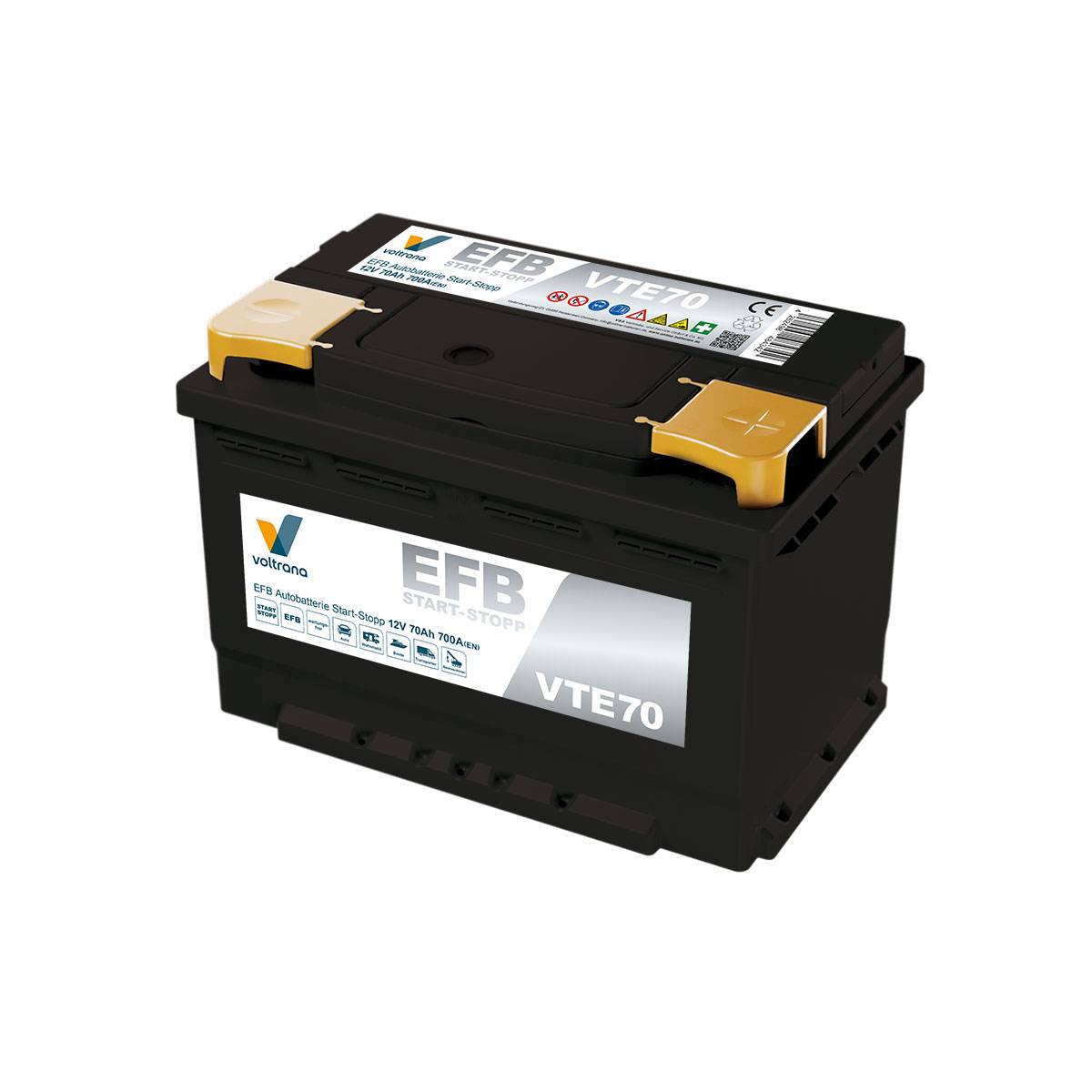 Voltrana EFB Autobatterie Start-Stopp 70Ah 12V 700A VTE70