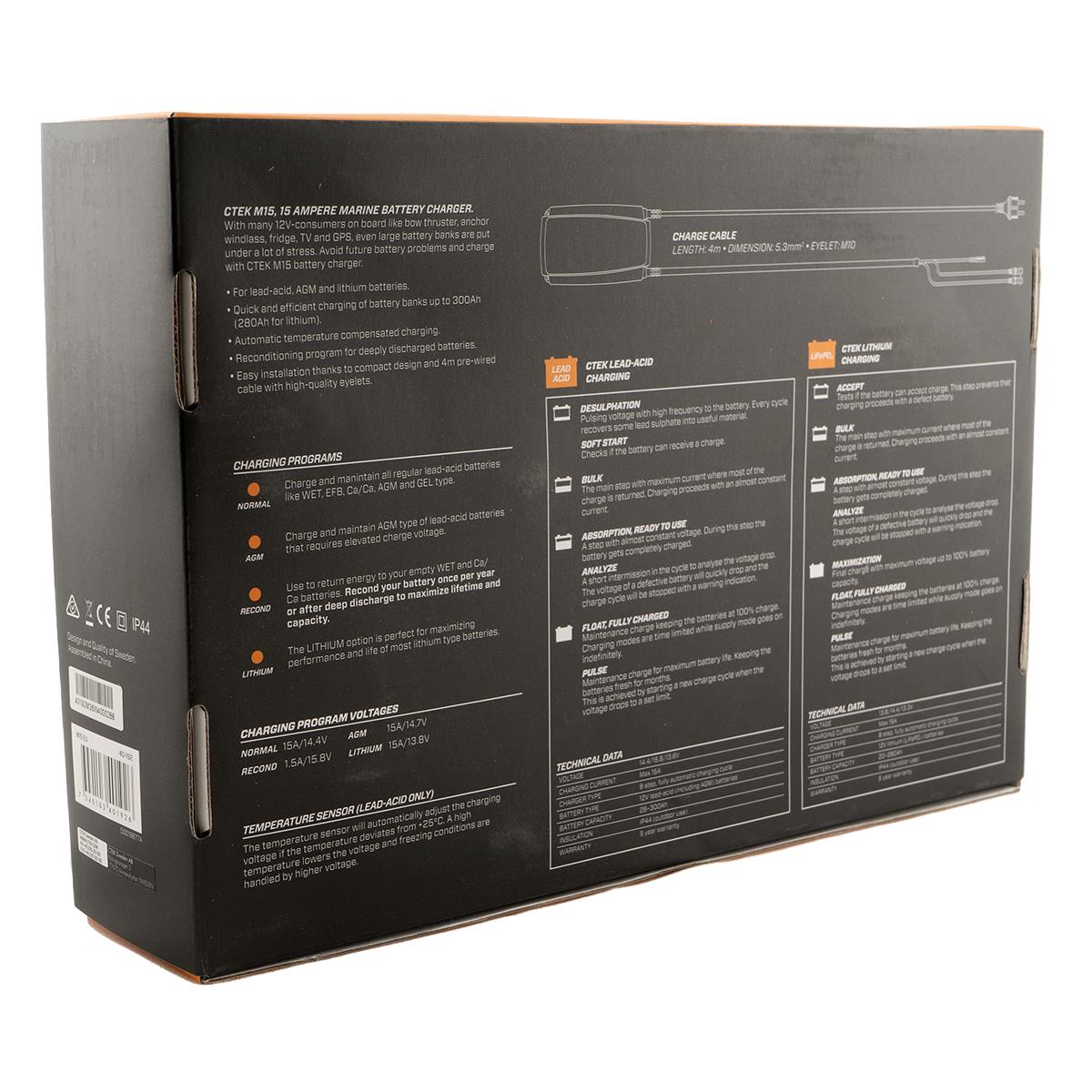 CTEK M15 EU Batterie Ladegerät 15A für 12V für Blei- und Lithium Akkus