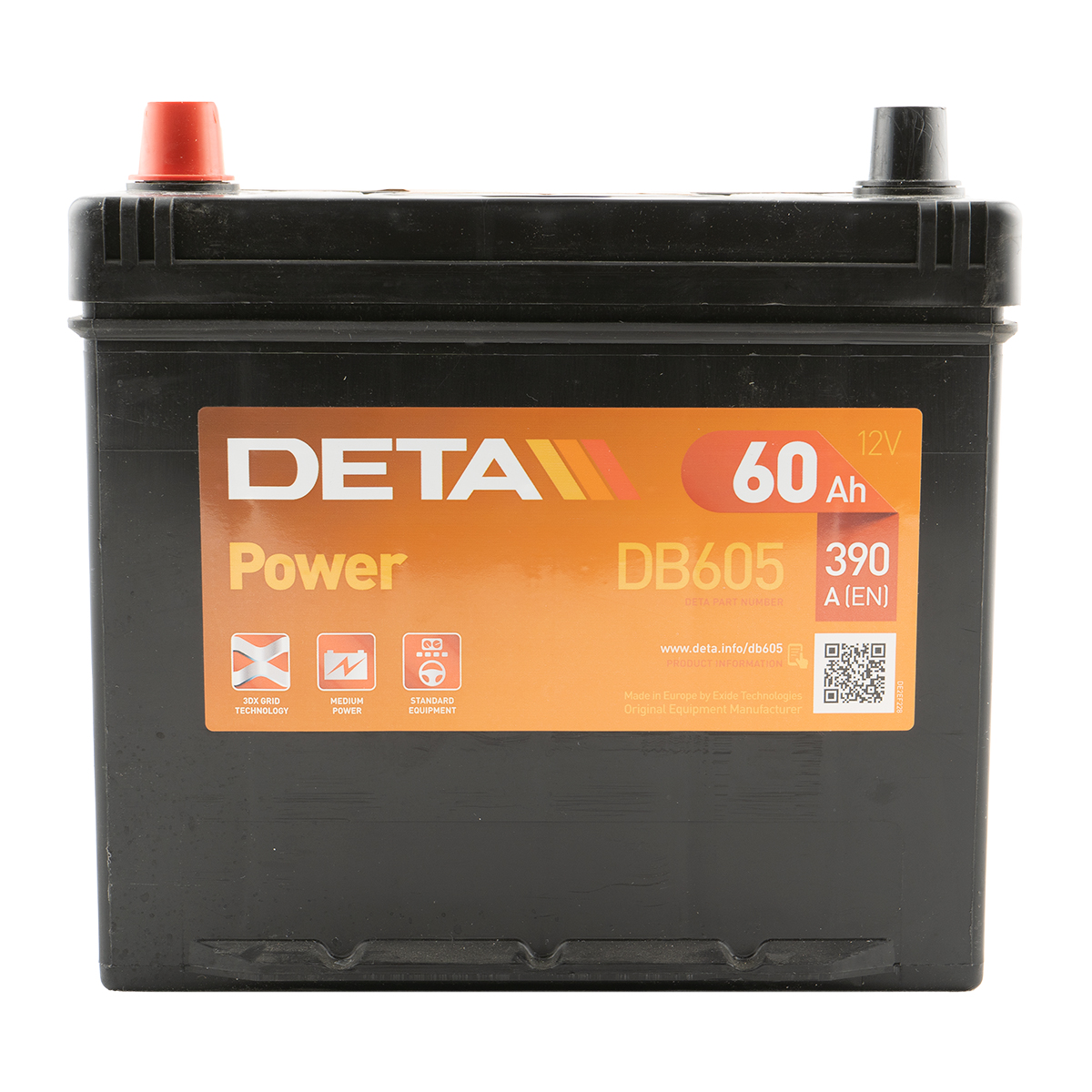 DETA DB605 Power 12V 60Ah 390A Autobatterie