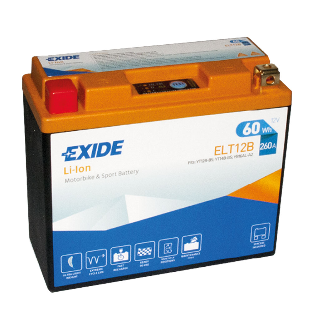 Exide ELT12B Li-Ion Lithium Motorradbatterie 12V 5Ah 260A