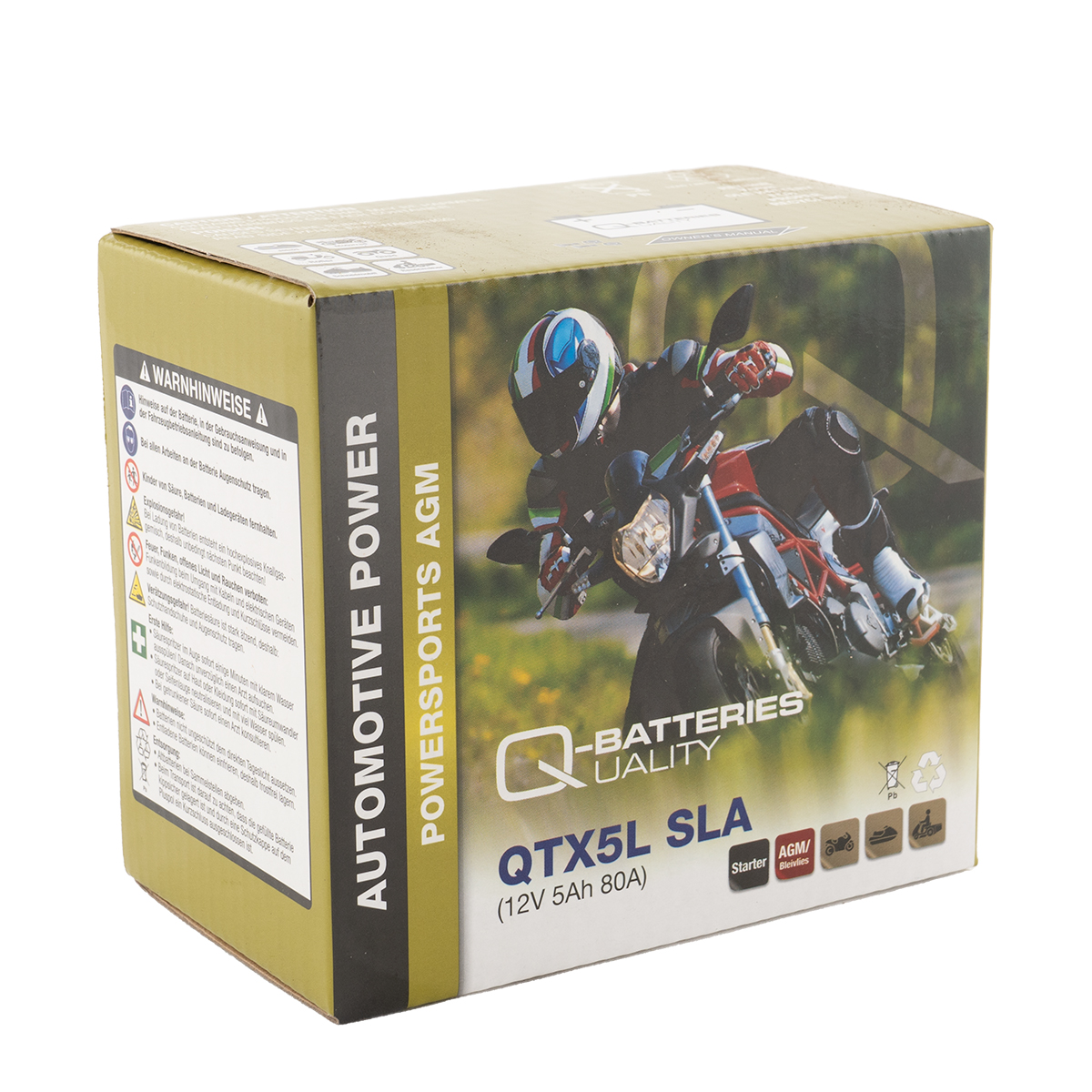 Q-Batteries QTX5L SLA AGM Motorradbatterie 12V 4Ah 60A