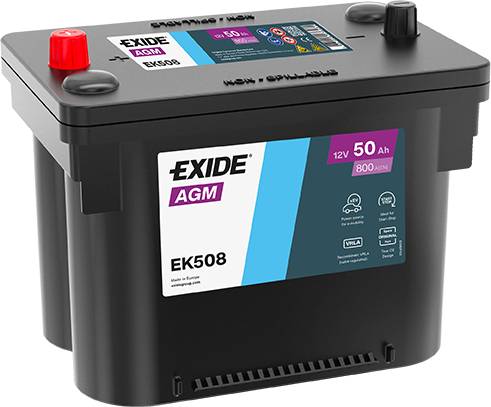 Exide EK508 Start-Stop Exide EK508 Orbital AGM 12V 50Ah 800A Autobatterie