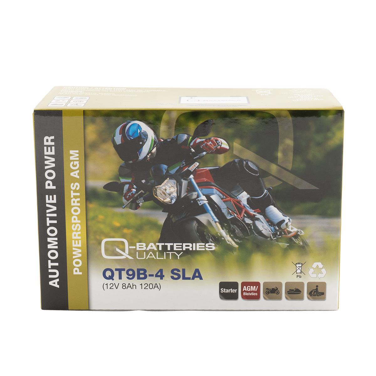 Q-Batteries QT9B-4 AGM Motorradbatterie 12V 8Ah 120A