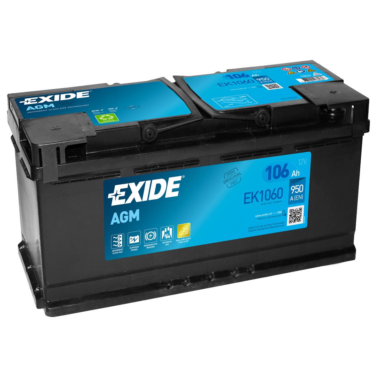 Exide EK1060 Start-Stop AGM 12V 106Ah 950A Autobatterie