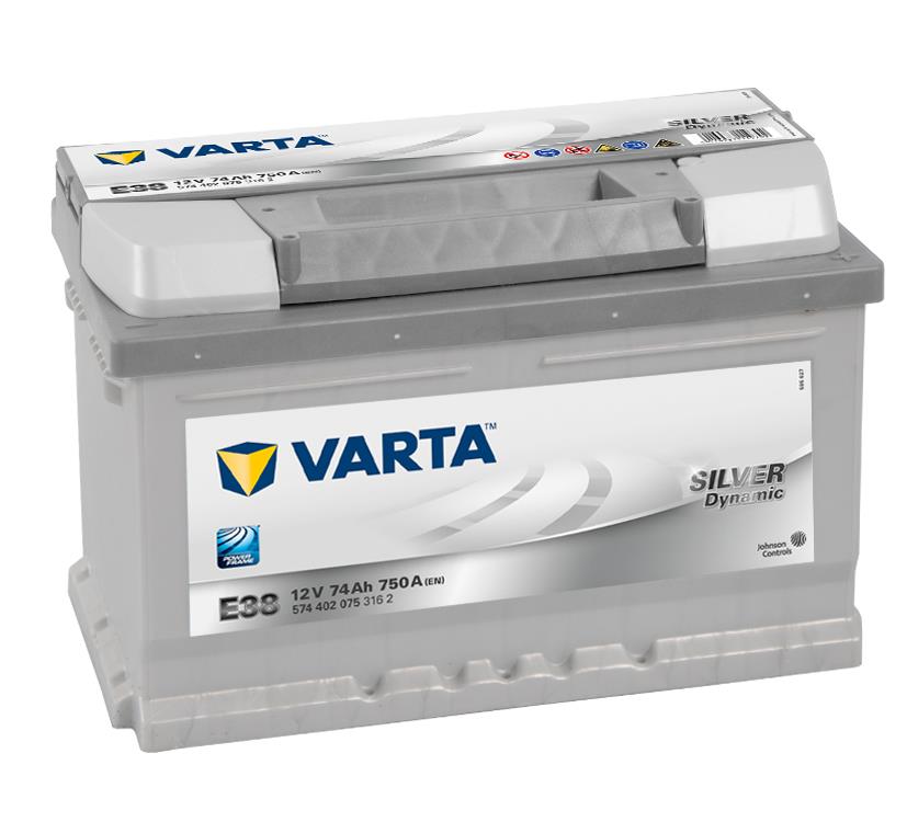 VARTA E38 Silver Dynamic 12V 74Ah 750A Autobatterie 574 402 075