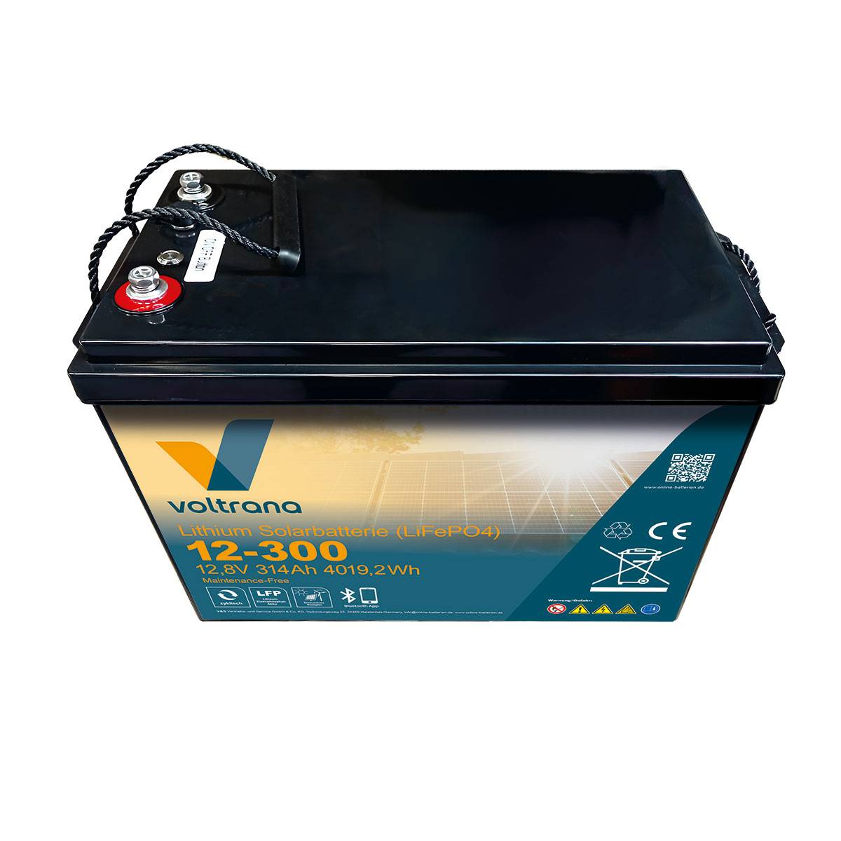 Lithium Solarbatterie 12,8V 314Ah 4019Wh M8 mit Bluetooth & Heizung – Voltrana LiFePO4  Versorgungsbatterie