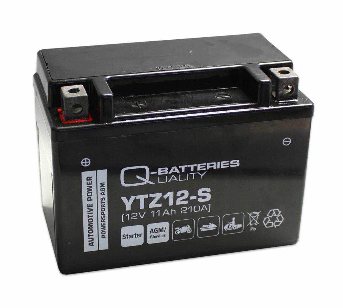 Q-Batteries Motorradbatterie YTZ12-S 51121 AGM 12V 11Ah 210A