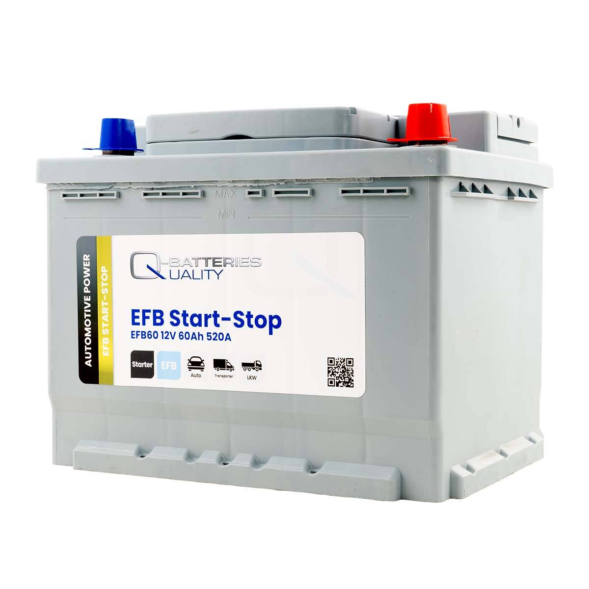 Q-Batteries Start-Stop EFB Autobatterie EFB60 12V 60Ah 520A