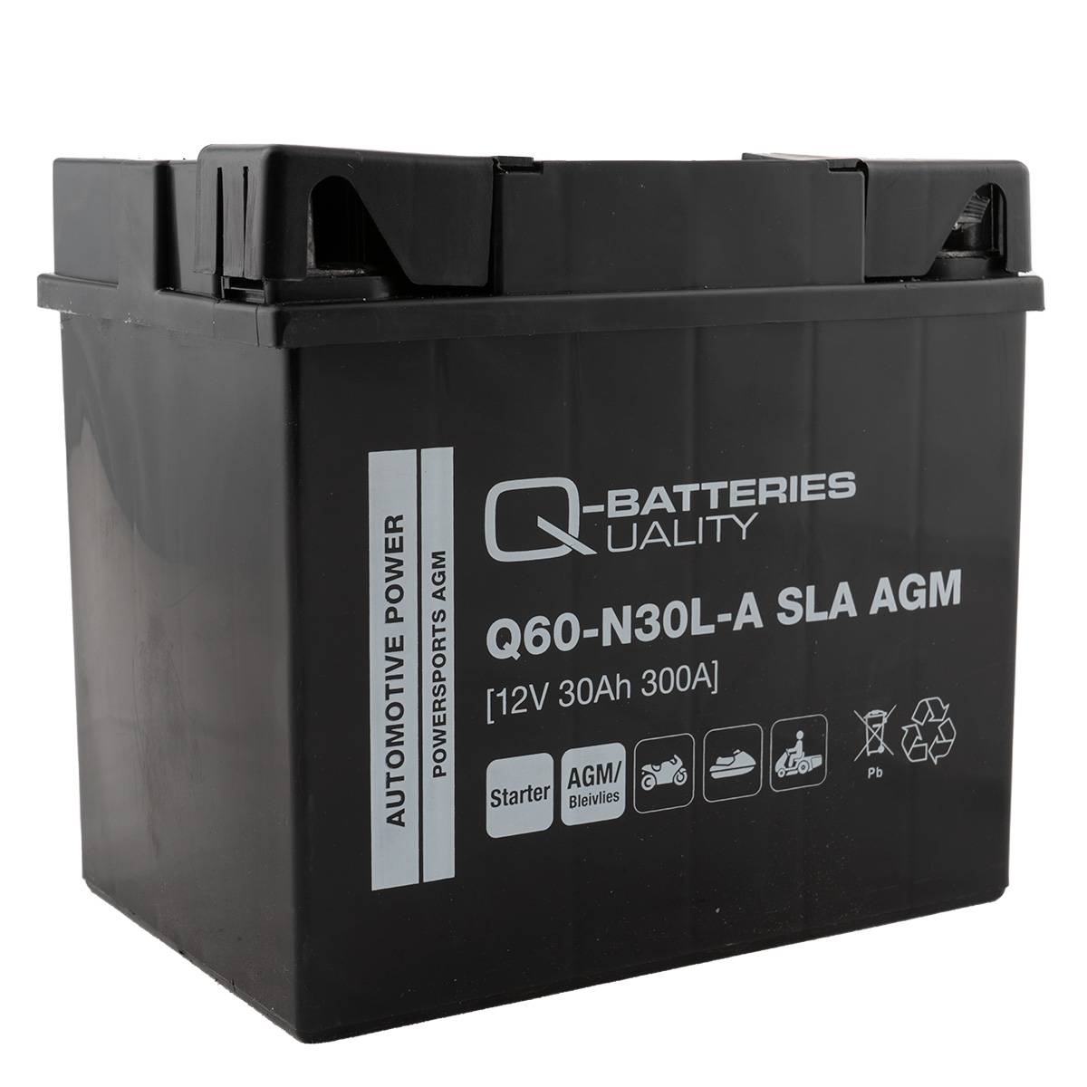 Q-Batteries Q60-N30L AGM Motorradbatterie 53030 SLA Q60-N30L-A-SLA 12V 30Ah 385A