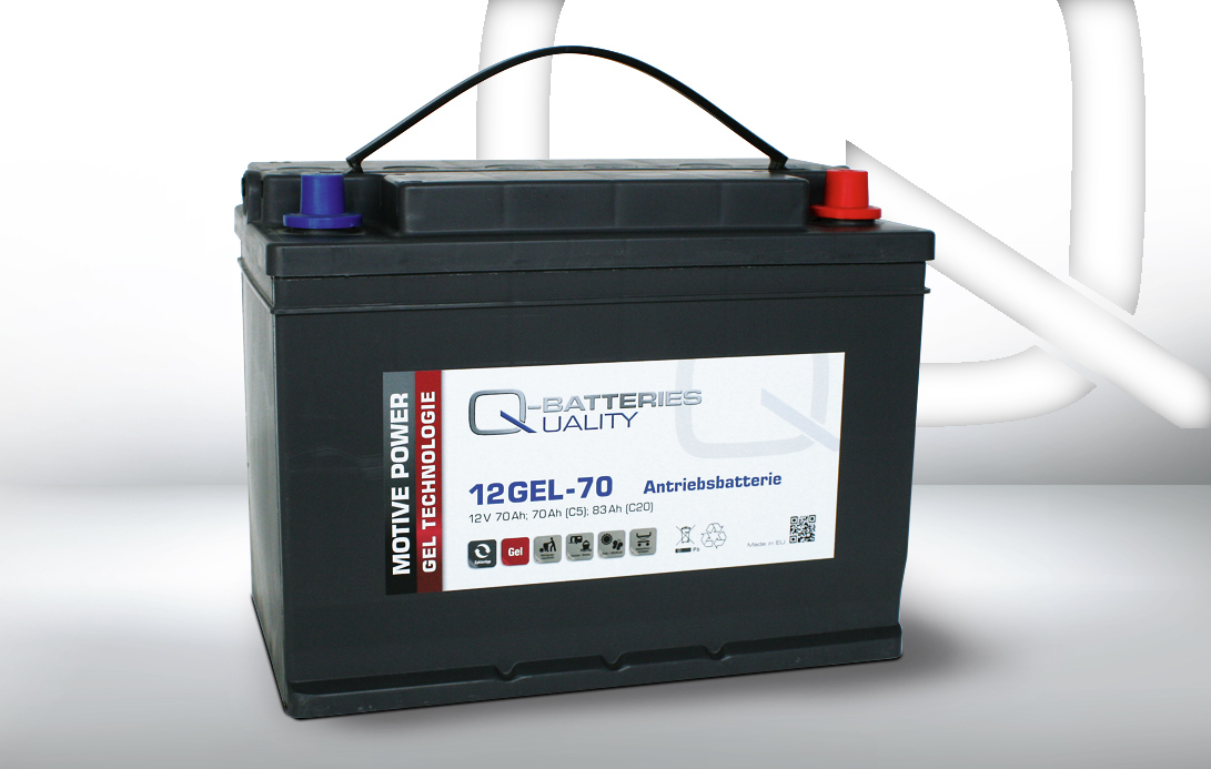Q-Batteries 12GEL-70 Antriebsbatterie 12V 70Ah (5h), 75Ah (20h) wartungsfreier Gel-Akku VRLA