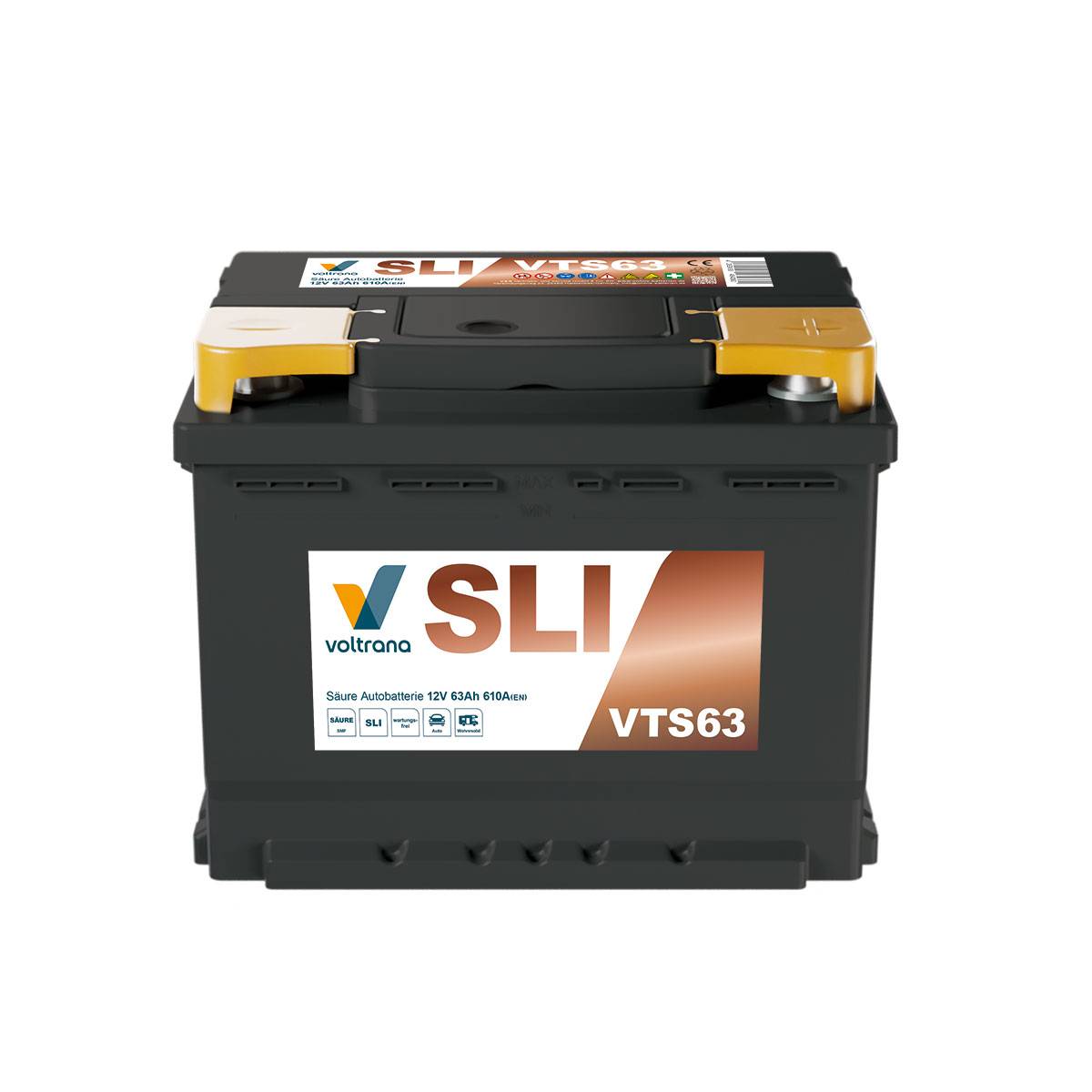 Voltrana Säure SLI Autobatterie 63Ah 12V 610A VTS63
