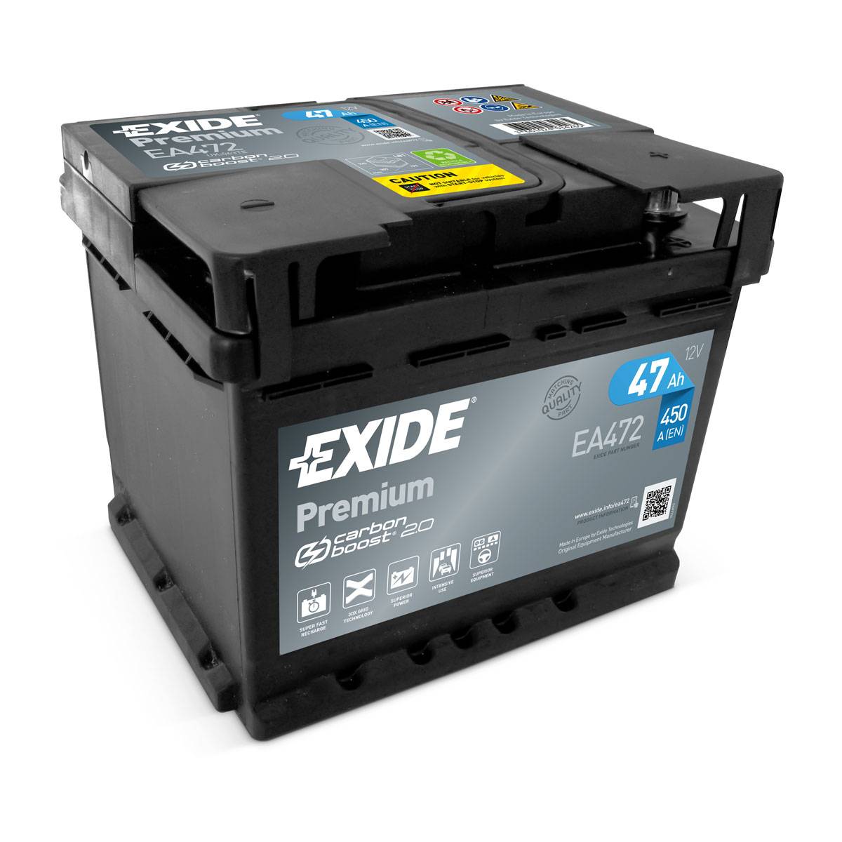 Exide EA472 Premium Carbon Boost 12V 47Ah 450A Autobatterie