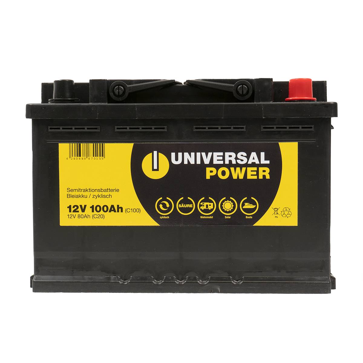 Universal Power Semitraktion UPA12-100 12V 100Ah (C100) Solar Batterie Wohnmobilbatterie zyklenfest
