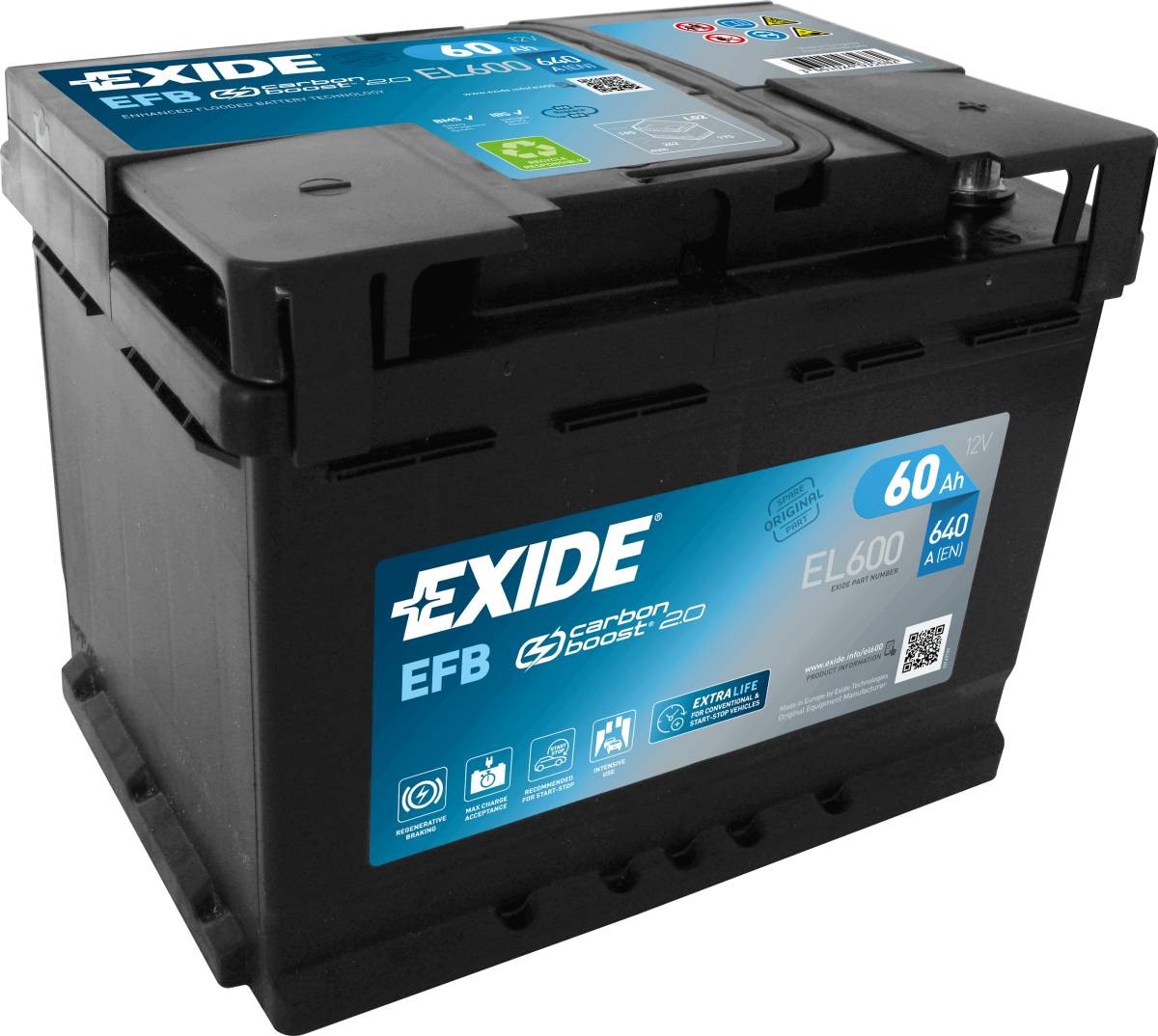 Exide EL600 Start-Stop EFB 12V 60Ah 640A Autobatterie