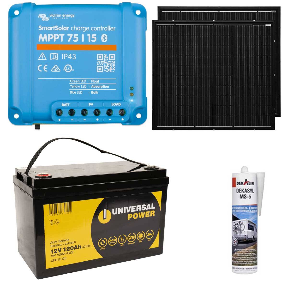a-TroniX Solaranlage Wohnmobil 220W mit 120Ah Batterie und Victron MPPT Laderegler