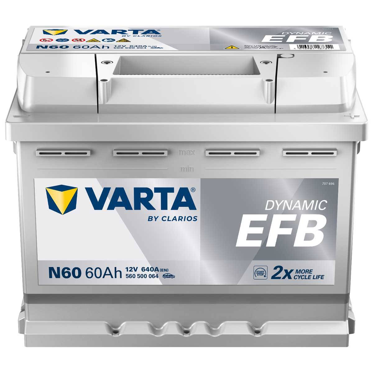VARTA N60 Blue Dynamic EFB 12V 60Ah 640A Autobatterie Start-Stop 560 500 064