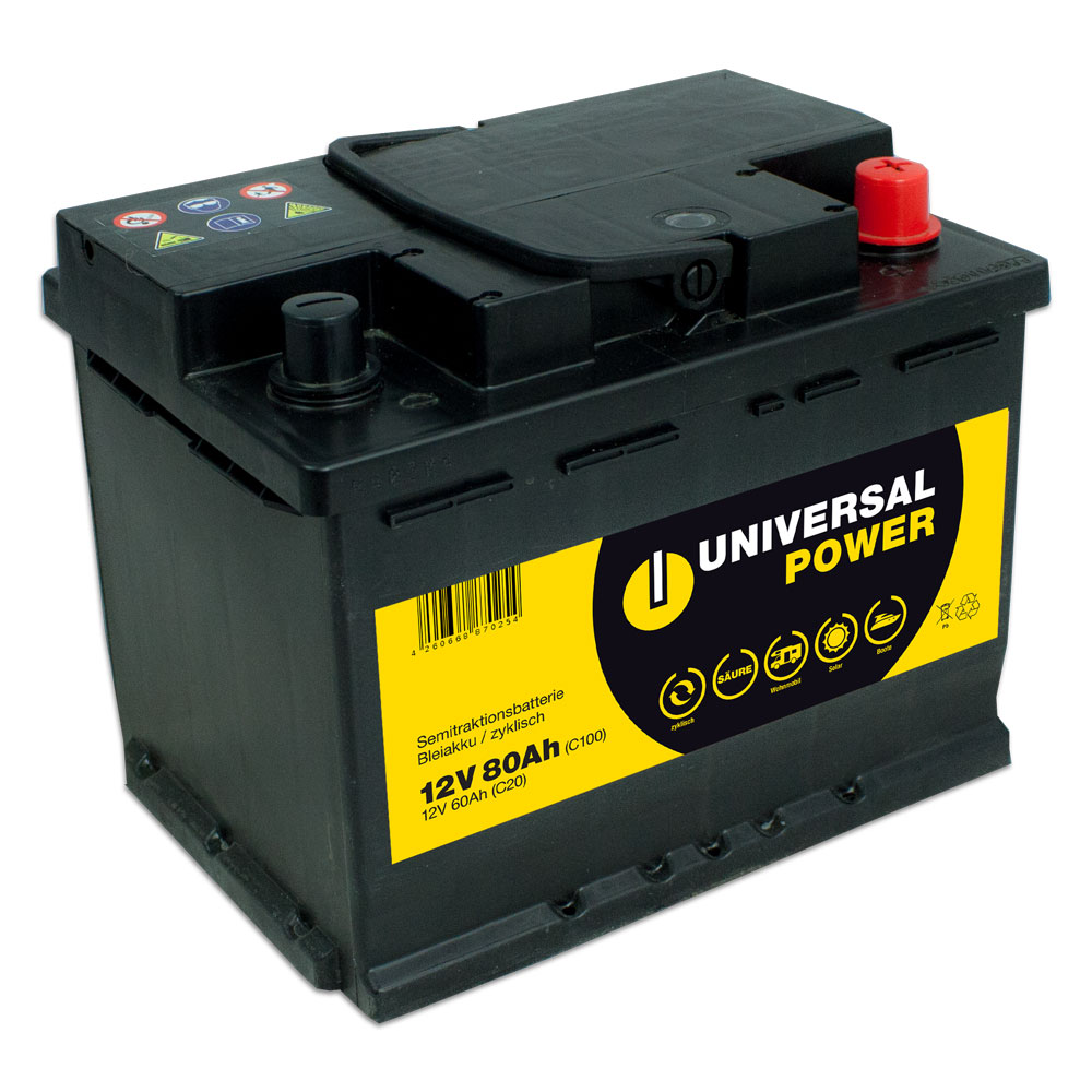 Universal Power Semitraktion UPA12-80 12V 80Ah (C100) Solar Batterie Wohnmobilbatterie zyklenfest