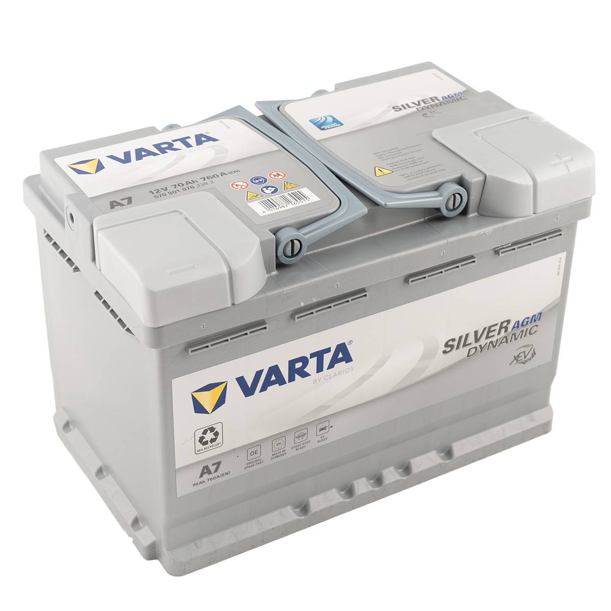 VARTA A7 Silver Dynamic AGM 12V 70Ah 760A Autobatterie Start-Stop 570 901 076