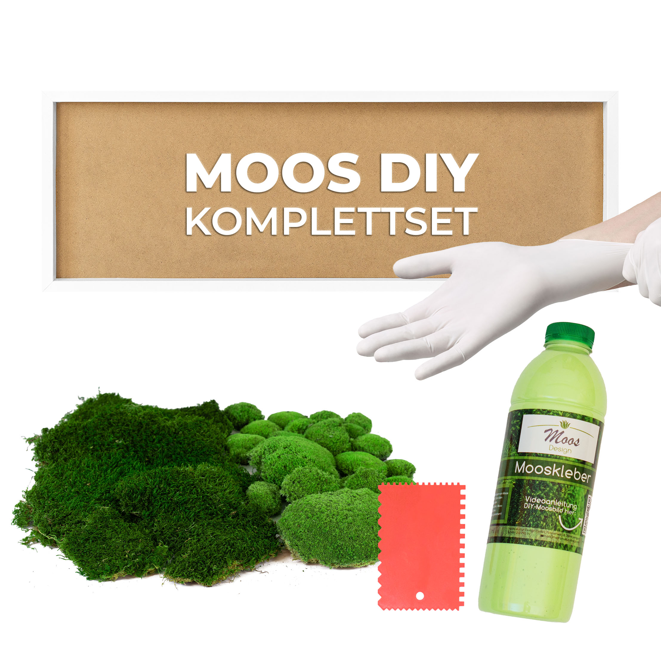 Moosbild DIY-Set Fifty Fifty Design (100x35, weiß)