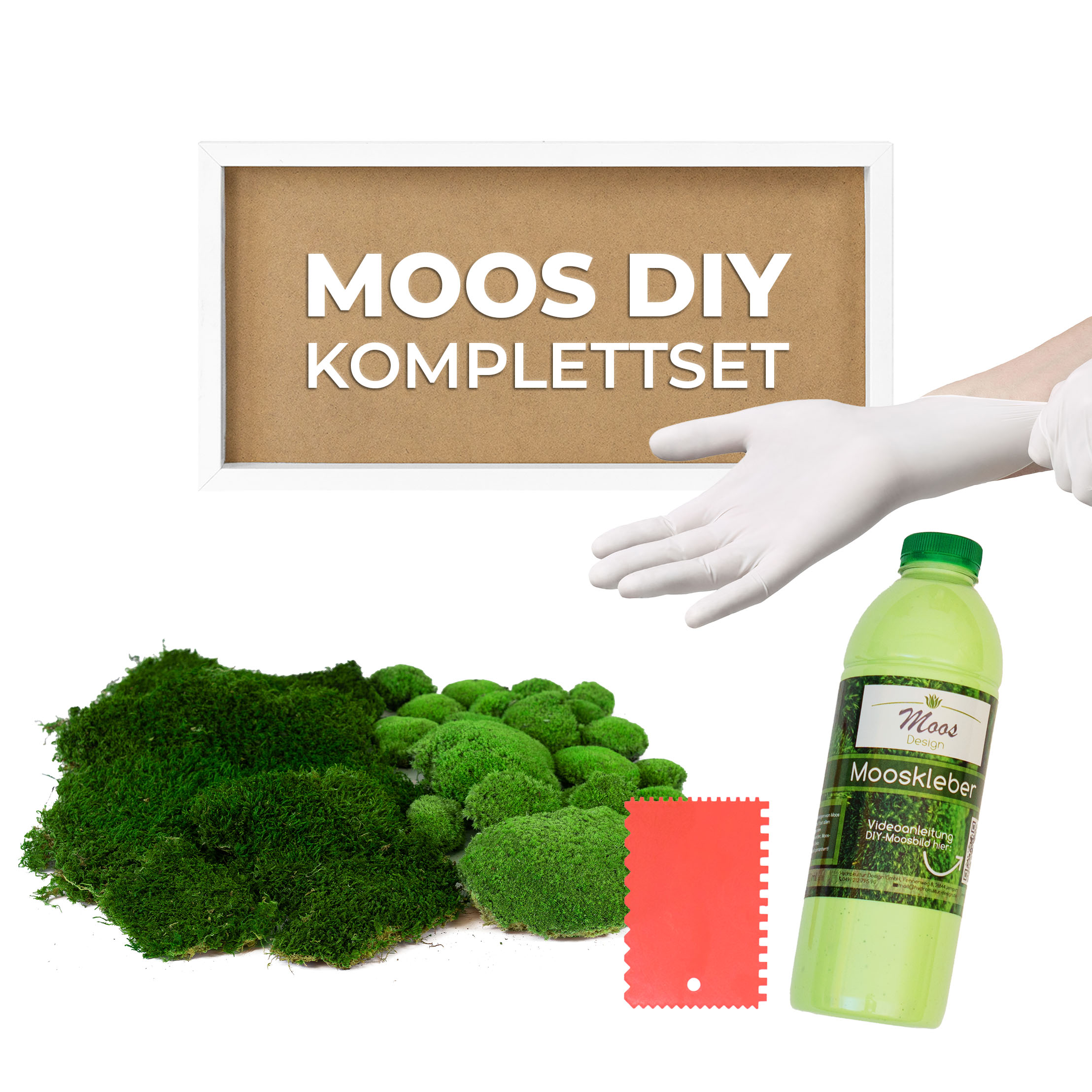 Moosbild DIY-Set Fifty Fifty Design (60x30, weiß)