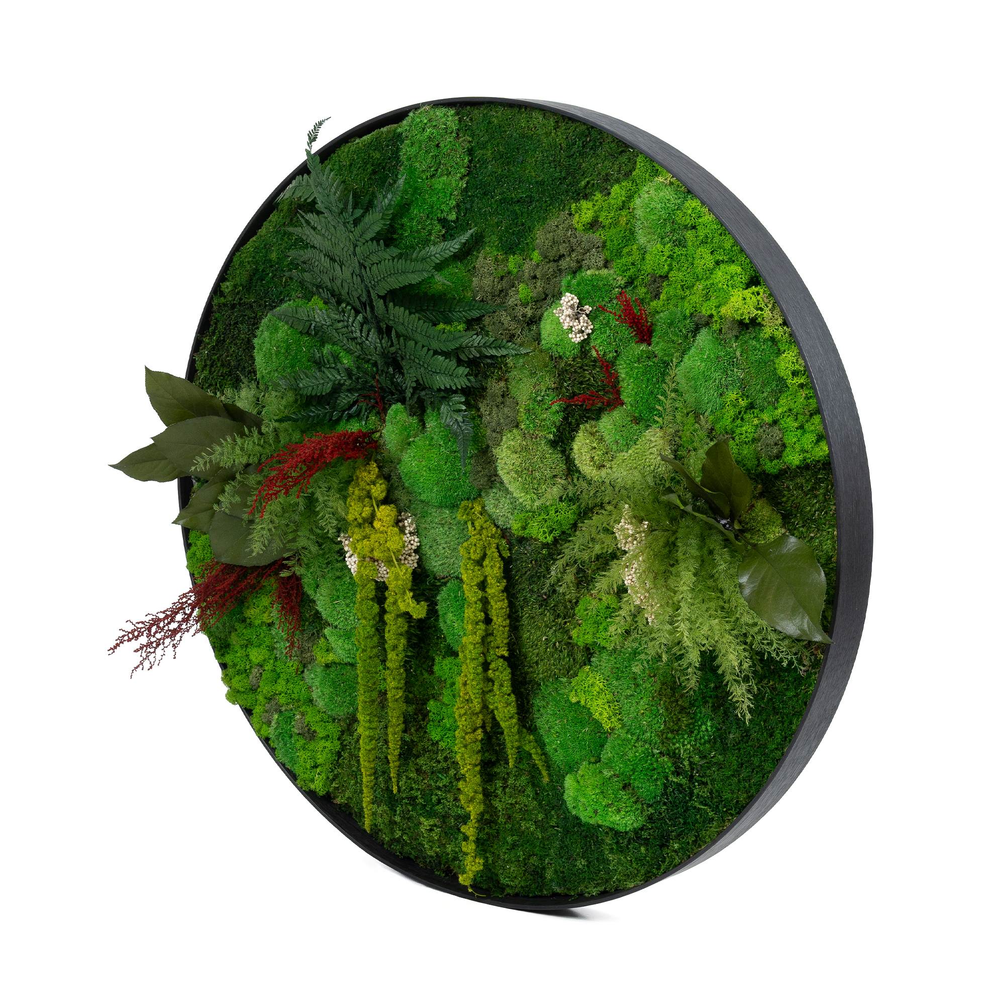 Rundes Moosbild Dschungel Design (⌀60 cm, schwarz)