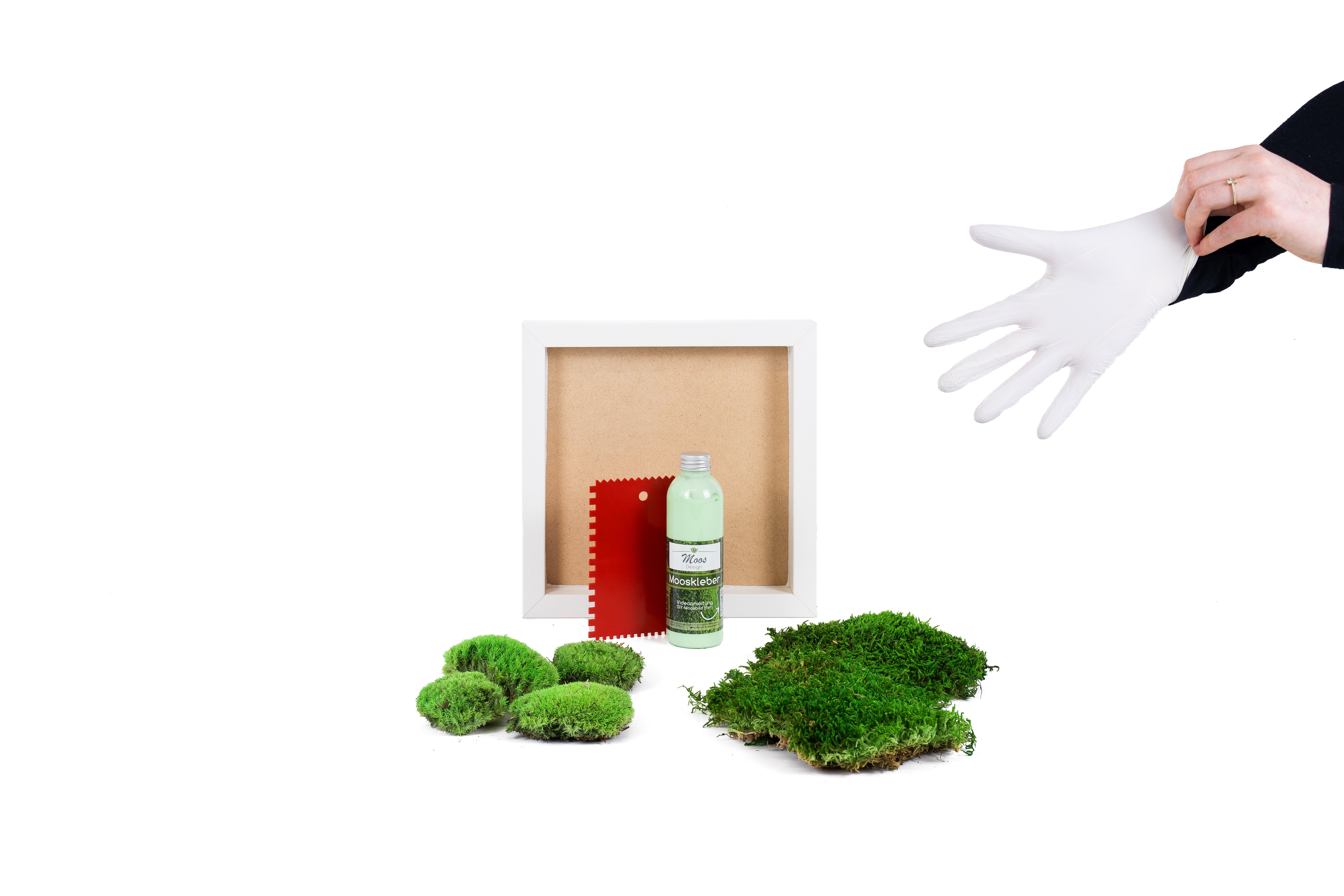 Moosbild DIY-Set Fifty Fifty Design (25x25, weiß)