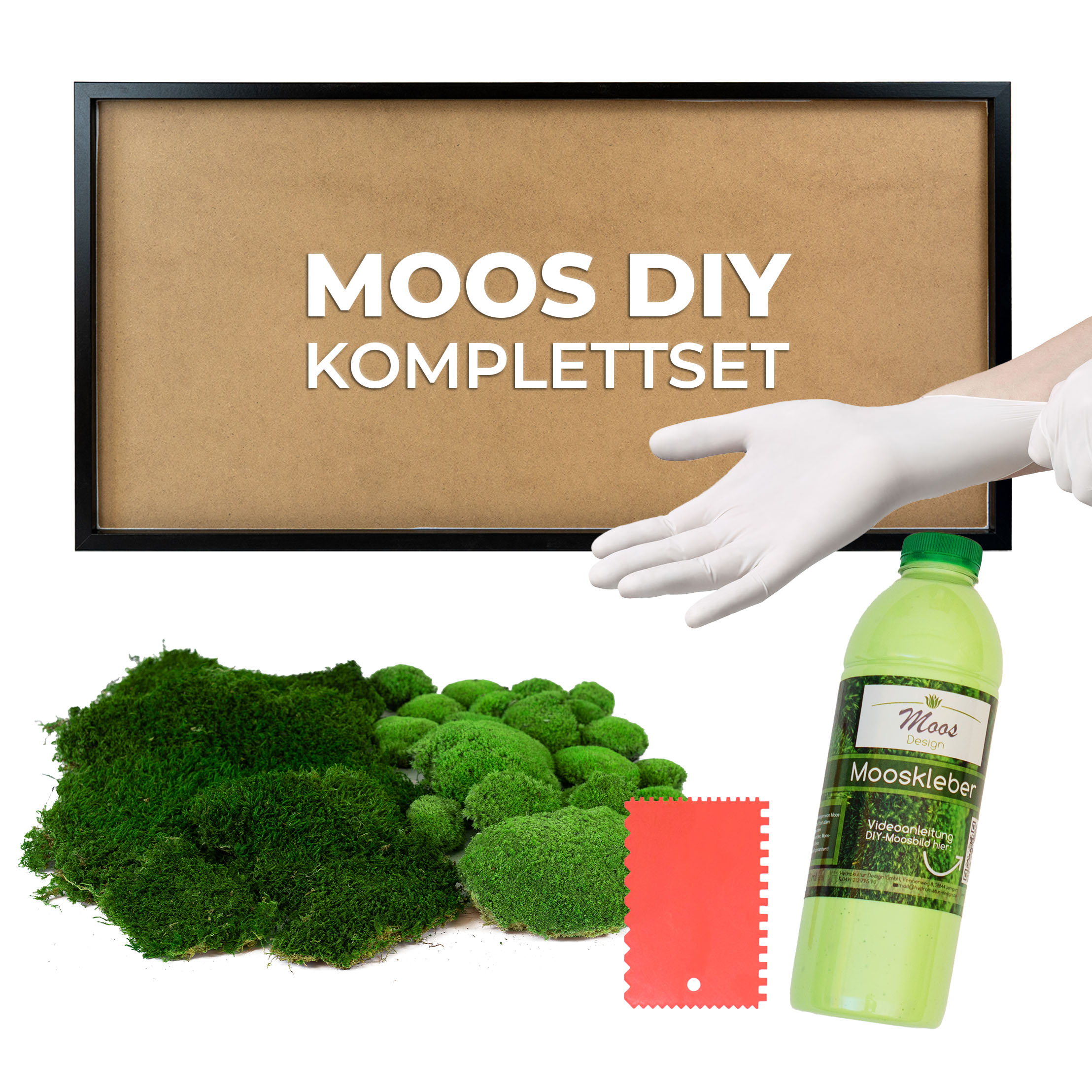 Moosbild DIY-Set Fifty Fifty Design (110x55, schwarz)