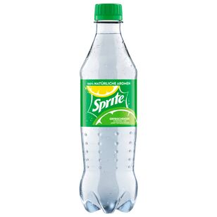 Sprite in der 0,5L PET-Flasche mit grünem Etikett und transparentem Design. Erfrischend, zitronig-limettig und spritzig – perfekt gekühlt ein Genuss mit DPG-Pfand.