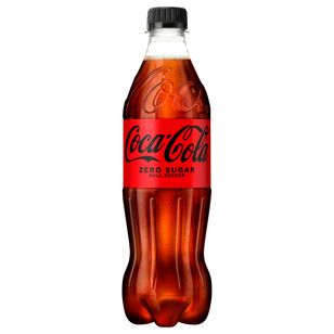 Coca-Cola Zero Sugar in der 0,5L PET-Flasche mit rotem Etikett und schwarzem Deckel. Zuckerfrei, erfrischend und kalorienarm – ideal für unterwegs.