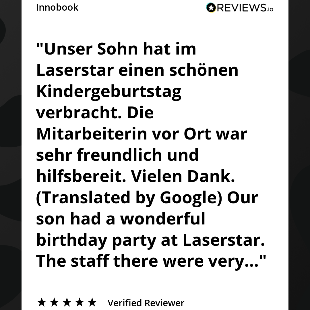 Positive Kundenbewertung zu einem Lasertag-Kindergeburtstag für Gäste aus Delmenhorst bei Laserstar Oldenburg – hilfsbereites Team und tolles Erlebnis.