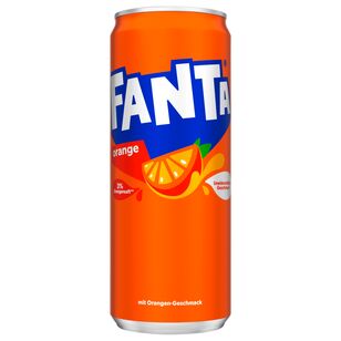 Fanta Orange in der 0,33L Slim-Dose mit fruchtigem Orangengeschmack. Perfekt für Partys, Snacks oder den Verkauf im Automaten.