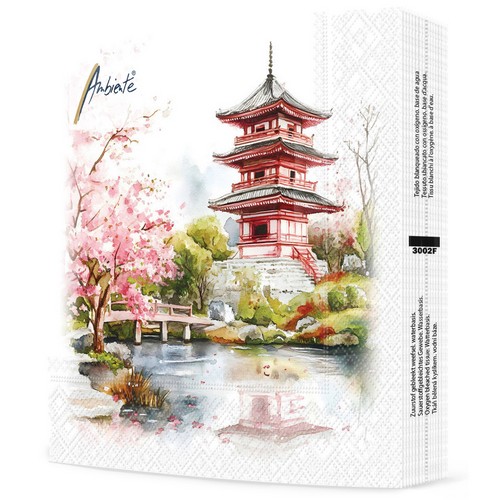 20 Servietten Temple - Asiatischer Tempel am See 33x33cm